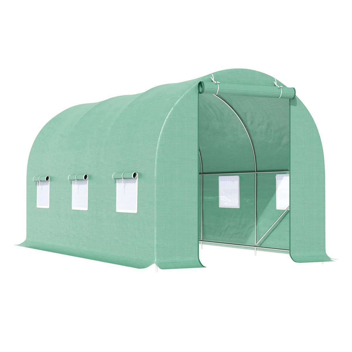 4.5m x 2m x 2m Walk-In Gardening Plant Greenhouse w/ PE Cover, Green