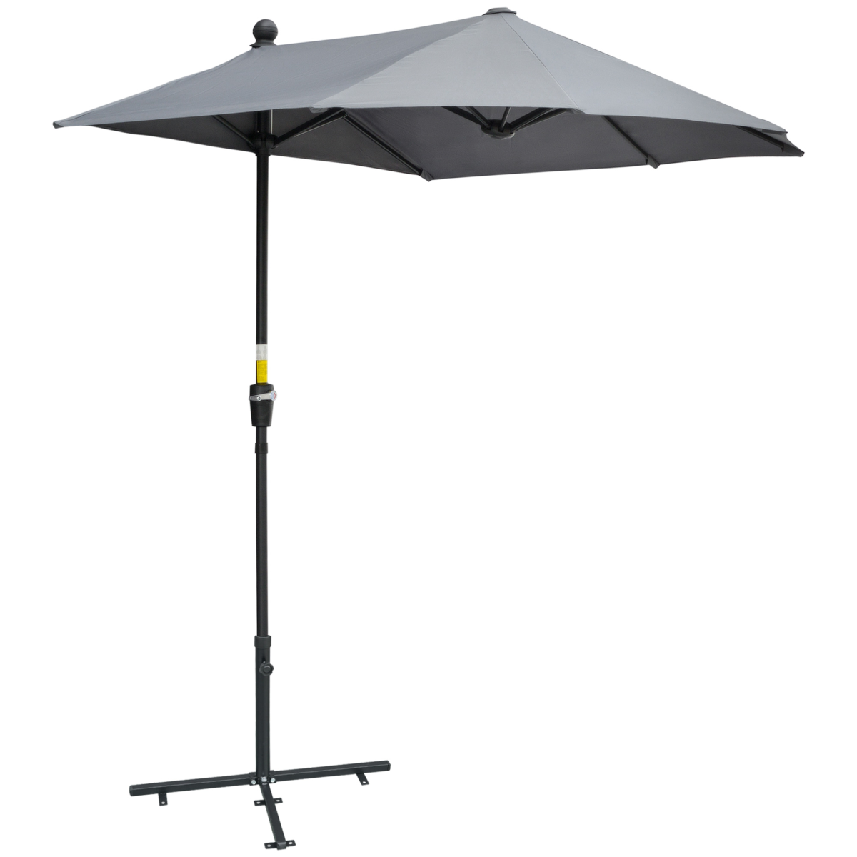 2m Half Garden Parasol Market Umbrella w/ Crank Handle, Base Dark Grey
