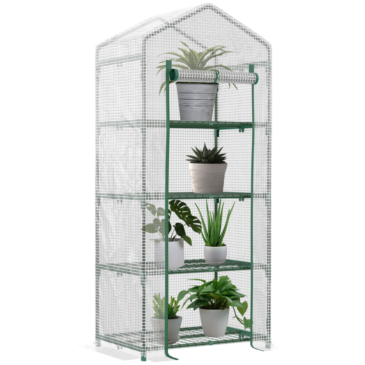 Mini Greenhouse, Portable with Steel Frame, PE Cover, 160x69x50cm