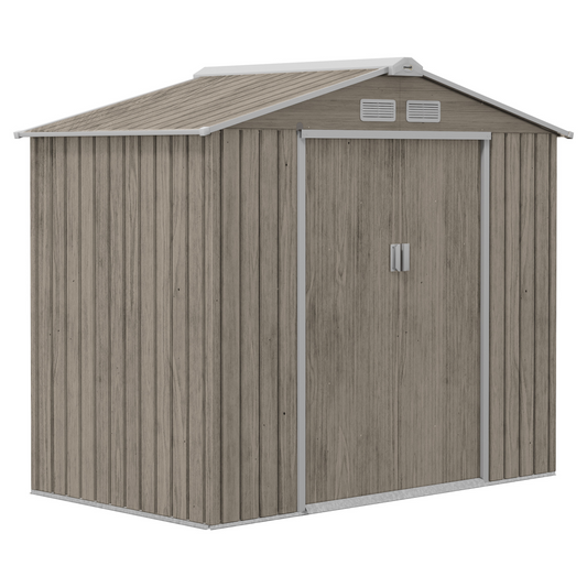 Garden Shed Storage Unit with Locking Door Floor Foundation Vent Brown
