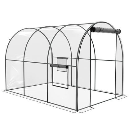 3 x 2 x 2m Polytunnel Greenhouse with Door, Windows, Steel Frame