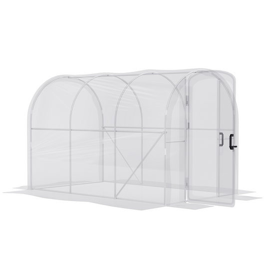 3 x 2 x 2m Polytunnel Greenhouse with Door, Galvanised Steel Frame