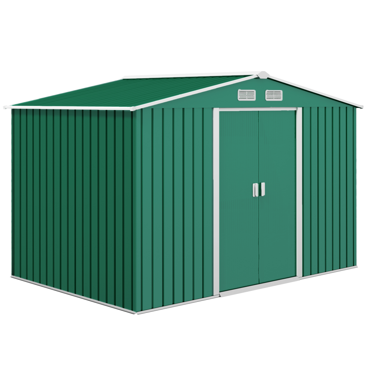 9 x 6 ft Green Metal Garden Storage Shed