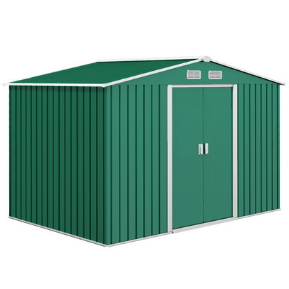 9 x 6 ft Green Metal Garden Storage Shed