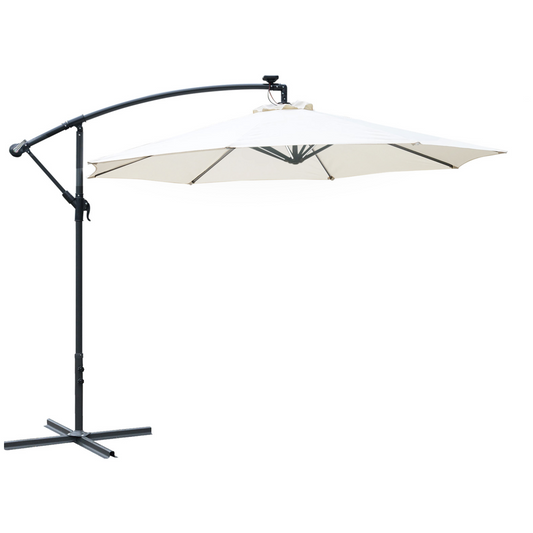 Umbrella Parasol W/Solar Powered LED stripes, 2.95x2.45H m-Cream