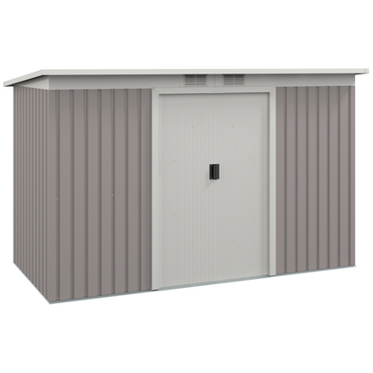 9 x 4ft Metal Garden Storage Shed Light Grey