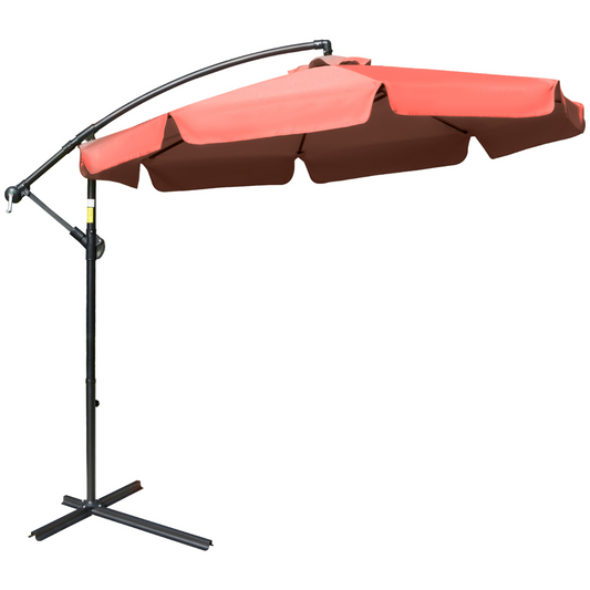 2.7m Banana Parasol Cantilever Crank Handle Wine Red