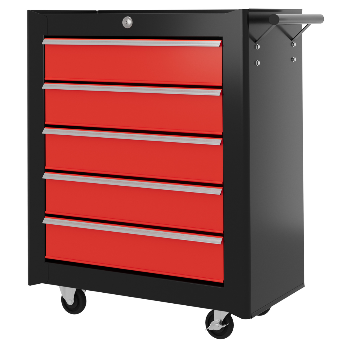 5-Drawer Tool Chest Steel Lockable Tool Storage Cabinet w/ Wheels Red