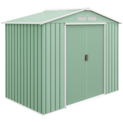 7 x 4ft Metal Garden Storage Shed Light Green