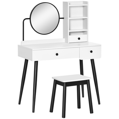Dressing Table Set with Stool White 90 x 45 x 125.5cm
