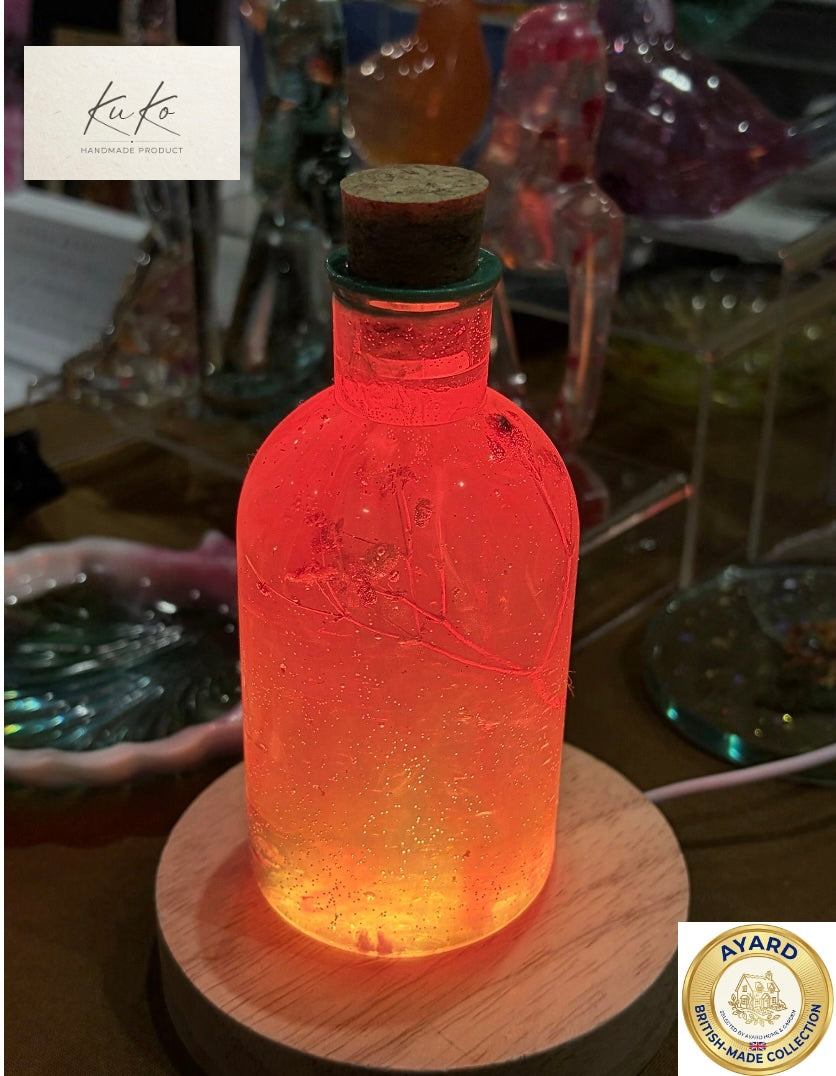 Table Lamp Light Bottle Night Floral Gift KuKo Handmade USB LED AYard