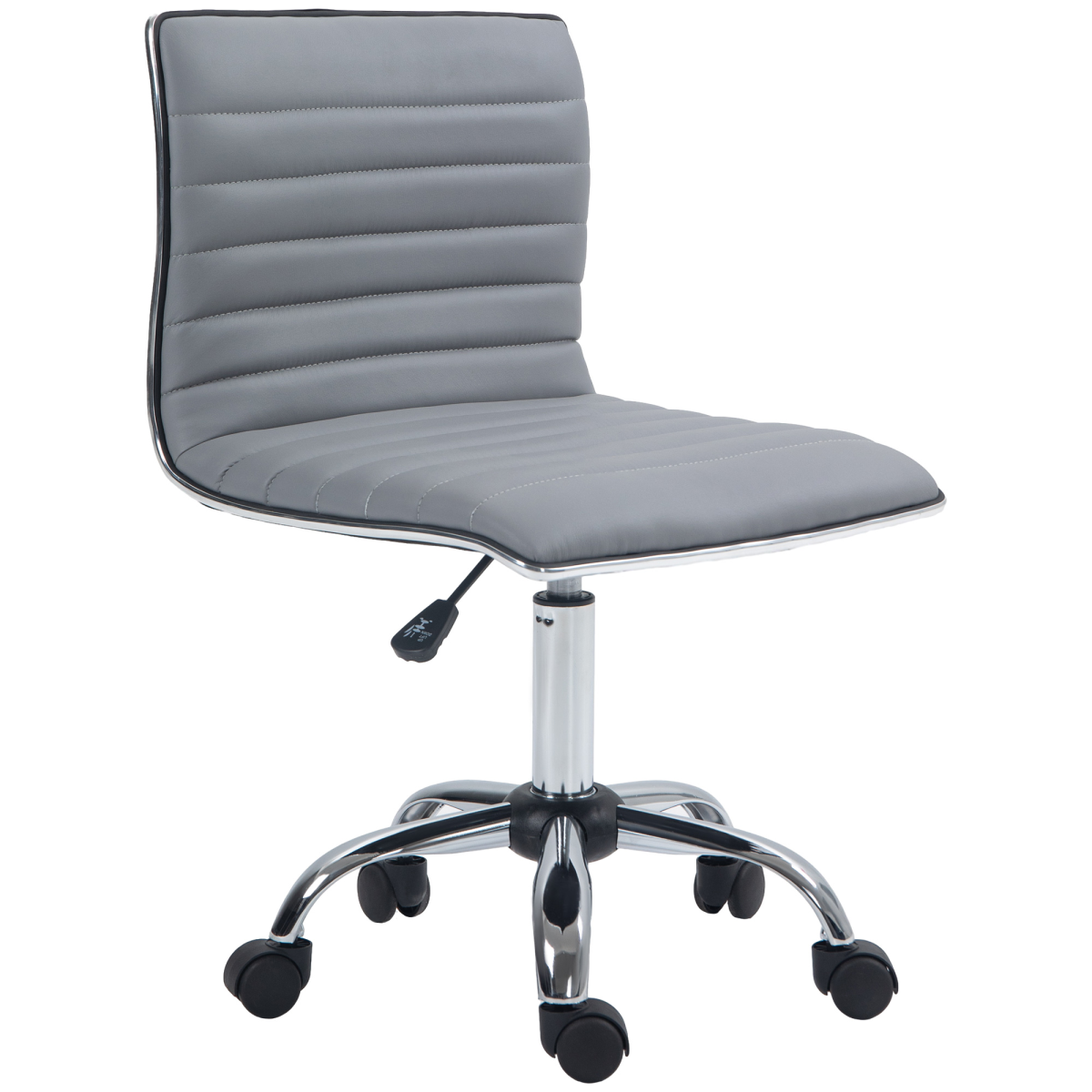 Armless Mid-Back Adjustable Office Chair with 360 Swivel Light Grey