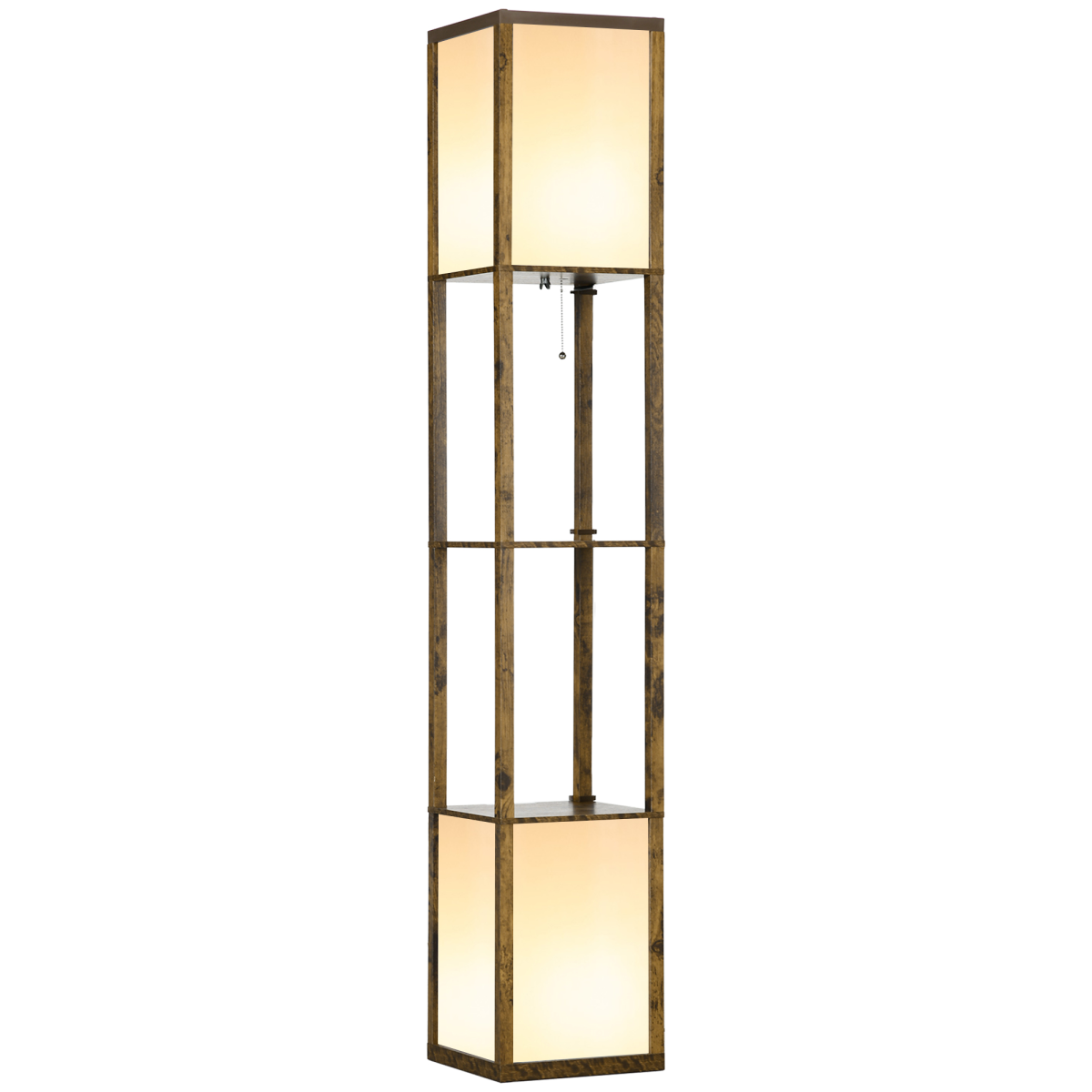 Shelf Floor Lamp with Dual Light, for Living Room, Bedroom, Brown