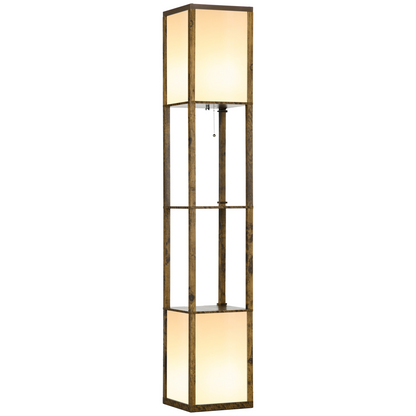 Shelf Floor Lamp with Dual Light, for Living Room, Bedroom, Brown