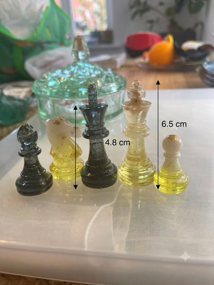 Handmade Gold & Black Resin Chess Board Set