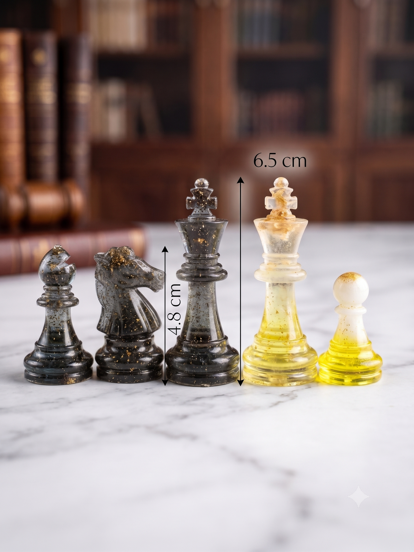 Chess Set Decorative Gift KuKo Handmade Gold Black Epoxy Resin Board AYard