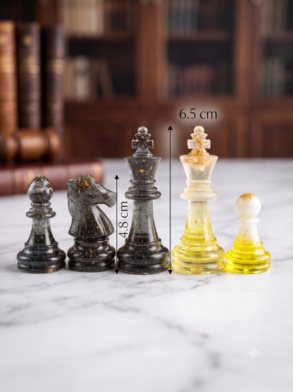 Handmade Gold & Black Resin Chess Board Set